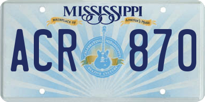 MS license plate ACR870