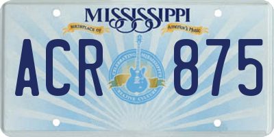 MS license plate ACR875