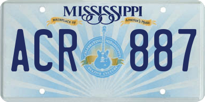 MS license plate ACR887