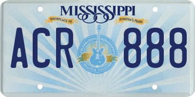 MS license plate ACR888
