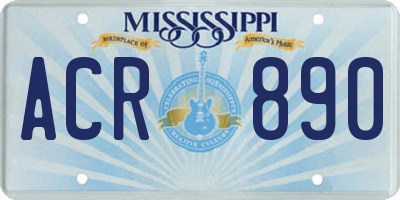 MS license plate ACR890