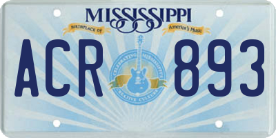 MS license plate ACR893