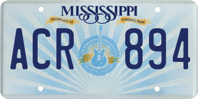 MS license plate ACR894