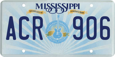 MS license plate ACR906