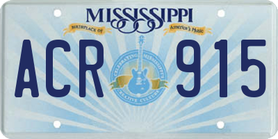 MS license plate ACR915