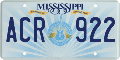 MS license plate ACR922