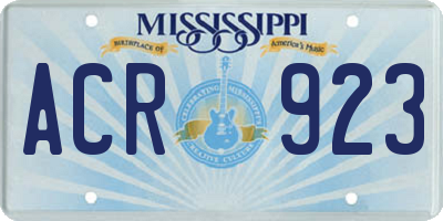MS license plate ACR923
