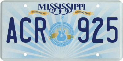 MS license plate ACR925