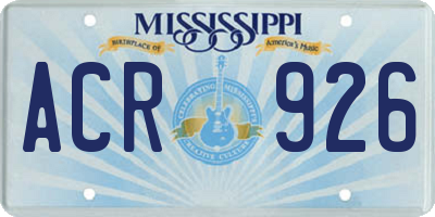 MS license plate ACR926