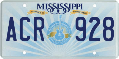MS license plate ACR928