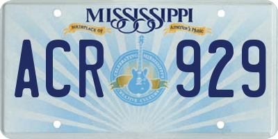 MS license plate ACR929
