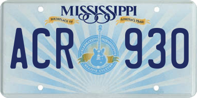 MS license plate ACR930