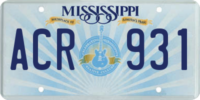 MS license plate ACR931