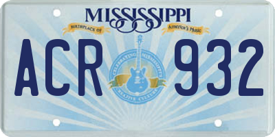 MS license plate ACR932