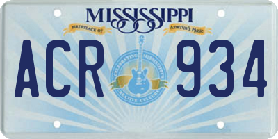 MS license plate ACR934