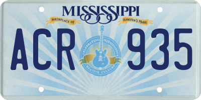 MS license plate ACR935