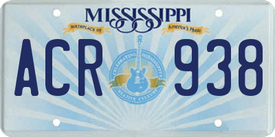 MS license plate ACR938
