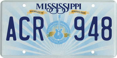 MS license plate ACR948
