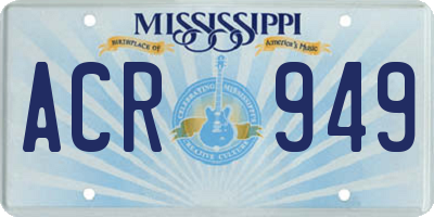 MS license plate ACR949