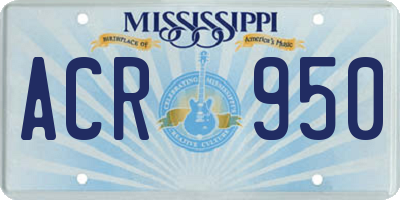 MS license plate ACR950