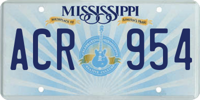MS license plate ACR954