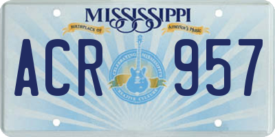 MS license plate ACR957