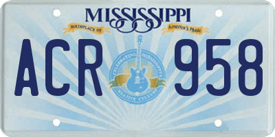 MS license plate ACR958
