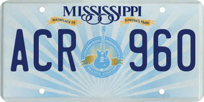 MS license plate ACR960