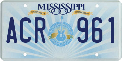 MS license plate ACR961