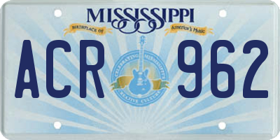 MS license plate ACR962