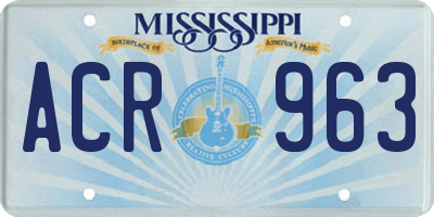 MS license plate ACR963