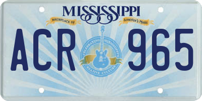 MS license plate ACR965