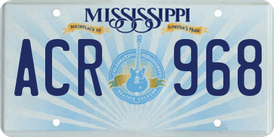 MS license plate ACR968