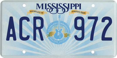 MS license plate ACR972