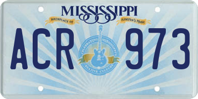 MS license plate ACR973