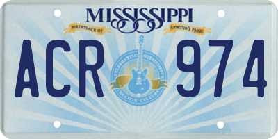 MS license plate ACR974
