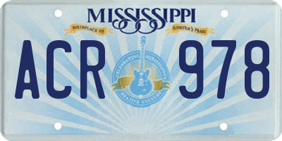 MS license plate ACR978