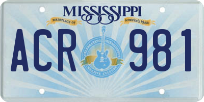 MS license plate ACR981
