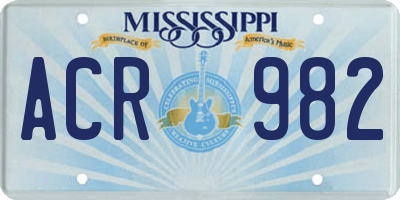 MS license plate ACR982