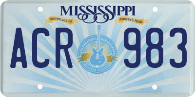 MS license plate ACR983