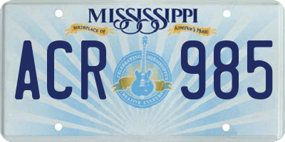 MS license plate ACR985