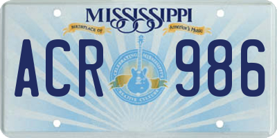 MS license plate ACR986