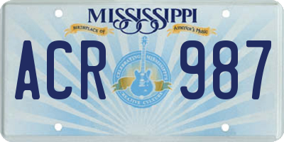 MS license plate ACR987