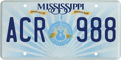 MS license plate ACR988