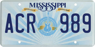 MS license plate ACR989