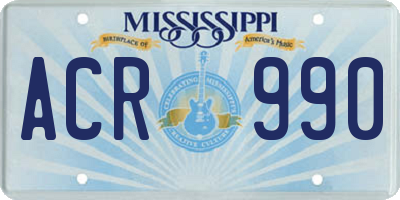 MS license plate ACR990