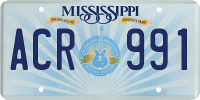 MS license plate ACR991