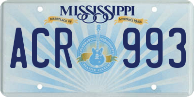 MS license plate ACR993