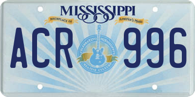 MS license plate ACR996