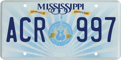 MS license plate ACR997